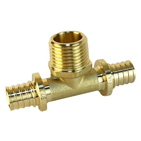 Тройник латунный для PEX труб 16-1/2''-16 PN 16 S-2,2мм под надвижную гильзу Valfex VF.433.AF купить в Краснодаре | "Проконсим"