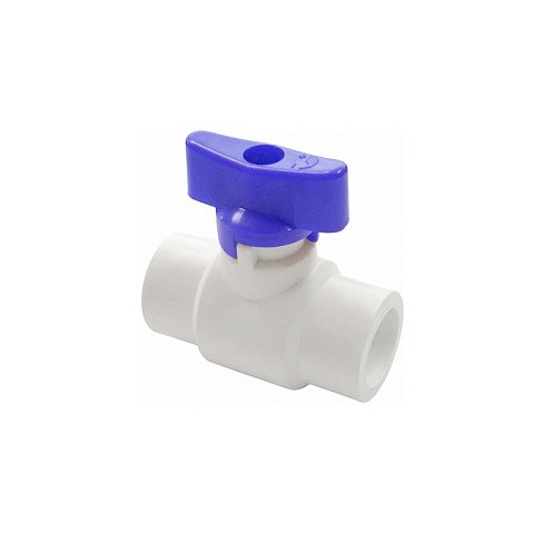 Краны шаровые ПП DN 20-25 PN 25 полупроходные белые с синей ручкой Valfex купить в Краснодаре | "Проконсим"