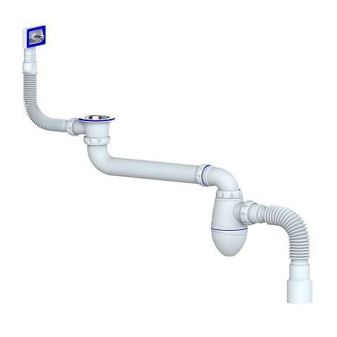 Сифон для умывальника Unicorn АС22, 40х50 гибкий отвод, 1 1/2'' х40 чаша из нержавеющей стали, прямоугольный перелив, со смещением купить в Краснодаре | "Проконсим"