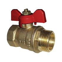 Краны латунные шаровые 11Б27п1 DN 15-32 PN 16 однотипные бабочка муфта-штуцер купить в Краснодаре | "Проконсим"