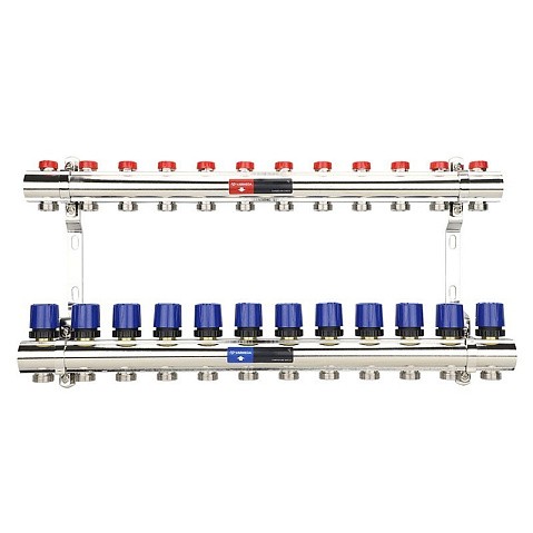 Коллекторная группа из латуни DN 25-12 вых. G-3/4'' евроконус, без расходомеров, без дренажного крана и воздухоотводчика VARMEGA VM15812 купить в Краснодаре | "Проконсим"