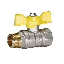 Краны латунные шаровые газовые DN 15-32 PN 25-40 никелированные бабочка муфта-штуцер Temper серия 83 ГОСТ Р 59553 купить в Краснодаре | "Проконсим"