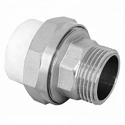  Муфта комбинированная ПП 25-1/2'' PN 25, разъёмная, с наружной резьбой, белая, РосТурПласт 10643 10643 (251210703) со склада Проконсим в Краснодаре