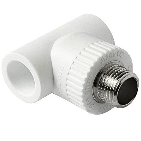Тройник комбинированный ПП 20-1/2'' PN 25 с наружной резьбой белый Pro Aqua PA25008P купить в Краснодаре | "Проконсим"