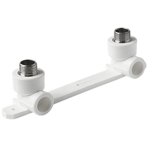 Угольник установочный двойной ПП 25-1/2'' PN 25 с наружной резьбой белый VALFEX  купить в Краснодаре | "Проконсим"