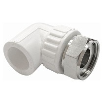 Угольник ПП с накидной гайкой 25-3/4'' PN 25 белый купить в Краснодаре | "Проконсим"