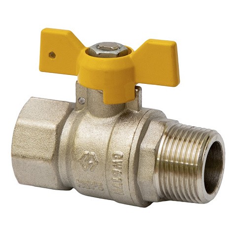 Краны латунные шаровые газовые DN 15-20 PN 25 бабочка муфта-штуцер MVI BV.814 купить в Краснодаре | "Проконсим"