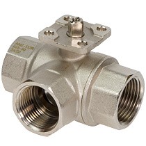 Краны латунные шаровые трехходовые DN 20-25 PN 40 никелированный под привод РИДАН AMZ-113R купить в Краснодаре | "Проконсим"