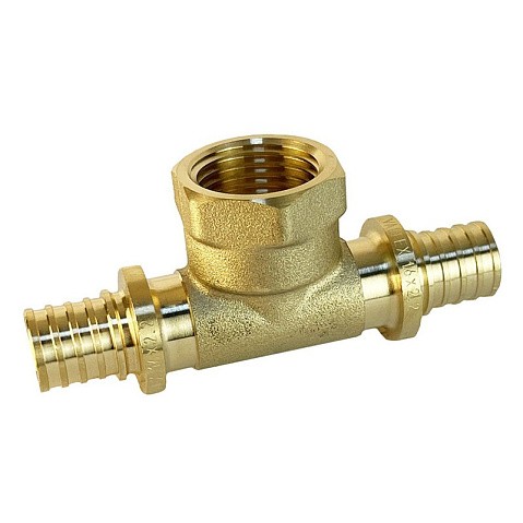 Тройник латунный для PEX труб 16-1/2''-16 PN 16 S-2,2мм под надвижную гильзу Valfex VF.432.AF купить в Краснодаре | "Проконсим"