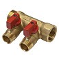 Коллектор латунный DN 20 2 выхода G 1/2'' с шаровыми кранами красная ручка плоское присоединение отвода SGL купить в Краснодаре | "Проконсим"