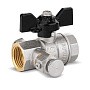 Кран латунный шаровой DN 15 PN 40 никелированный под манометр муфта-муфта бабочка LD Pride купить в Краснодаре | "Проконсим"