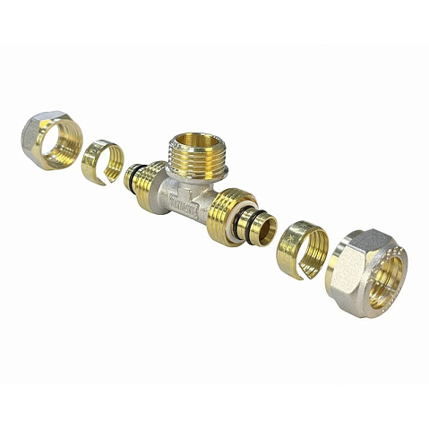 Тройник латунный для PEX труб 16-1/2''-16 PN 10 обжимной никелированный Valfex VF.333.N  купить в Краснодаре | "Проконсим"