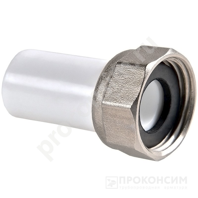 Цена по запросу.  . Бурт ПП с накидной гайкой 20-3/4'' PP-R белый РВК 20101 (930659324) со склада Проконсим в Краснодаре