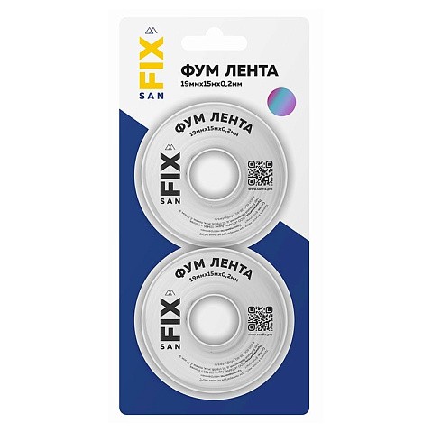 Лента ФУМ SANFIX 19мм х15м х0,2 мм 0,3г/см3, 2 катушки в блистере купить в Краснодаре | "Проконсим"