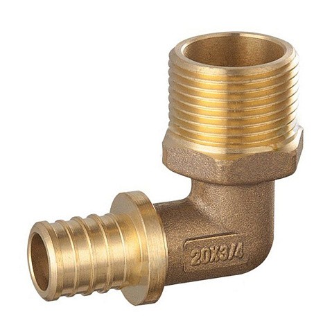 Угольник латунный для PEX DN 20 с наружной резьбой 1/2'' под надвижную гильзу PLP купить в Краснодаре | "Проконсим"