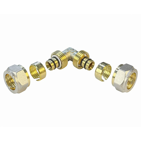 Угольник латунный для PEX труб 16-16 PN 10 обжимной никелированный Valfex VF.351.N  купить в Краснодаре | "Проконсим"