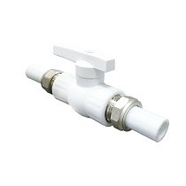 Краны шаровые ПП DN 20-32 PN 25 с двусторонним разъемным соединением белые Valfex купить в Краснодаре | "Проконсим"