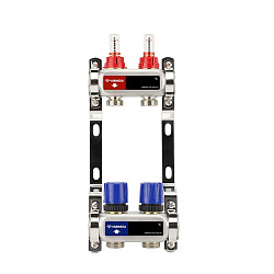  Коллекторная группа из нержавеющей стали DN 25-2 вых. G-3/4'', евроконус, с расходомерами, без дренажного крана и воздухоотводчика, VARMEGA VM15102 (930416000) со склада Проконсим в Краснодаре
