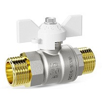 Краны латунные шаровые DN 15-25 PN 40 никелированные бабочка белая штуцер-штуцер LD Pride 47.304 купить в Краснодаре | "Проконсим"