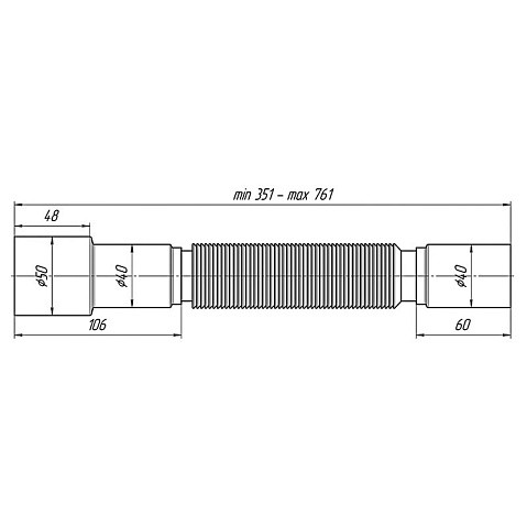 Гибкая труба АНИ K406 40-40/50, длина 351-761 мм купить в Краснодаре | "Проконсим"