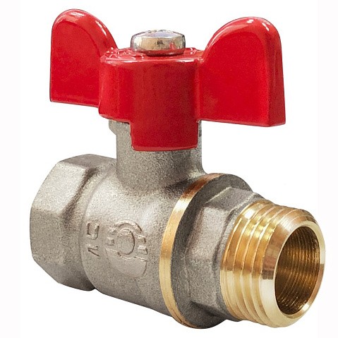 Кран латунный шаровой Valfex Optima.218.NLB1 11Б27фт1М DN 15 PN 25 никелированный муфта-штуцер бабочка купить в Краснодаре | "Проконсим"