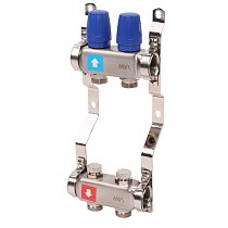 Коллекторная группа из нержавеющей стали DN 25-2 выхода G-3/4'' без расходомеров, без дренажного крана и воздухоотводчика, евроконус MVI MS.402.06 купить в Краснодаре | "Проконсим"