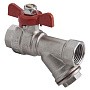 Кран латунный шаровой MVI BV.632 DN 15 PN 25 с фильтром никелированный полнопроходной муфта-муфта бабочка купить в Краснодаре | "Проконсим"