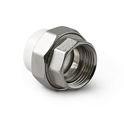  Муфта комбинированная ПП 20-1/2'' PN 25, с накидной гайкой, белая, Pro Aqua PA29008  (251239803) со склада Проконсим в Краснодаре