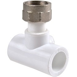  Тройник ПП с накидной гайкой 20-3/4'' PN 25 белый РВК 20901 (930659265) со склада Проконсим в Краснодаре