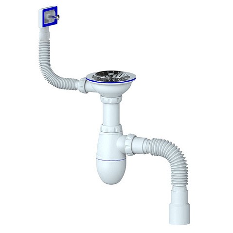 Сифон для мойки Unicorn В425P, 40х50 гибкий отвод, 3 1/2'' х40 чаша из нержавеющей стали, прямоугольный перелив купить в Краснодаре | "Проконсим"