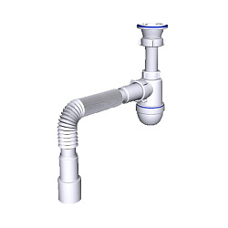  Сифон для умывальника-мойки бутылочный АНИ C0115 1 1/2 с гибкой трубой 40/50 (421100853) со склада Проконсим в Краснодаре