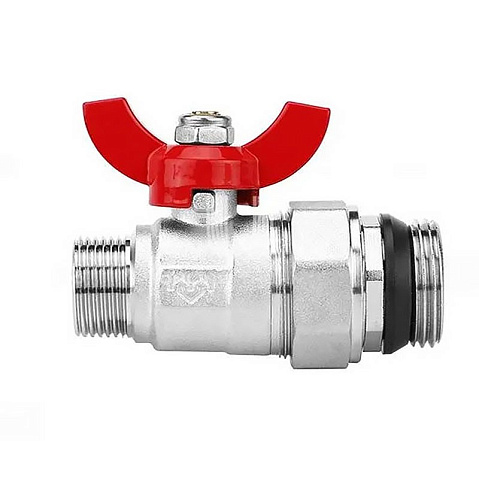 Кран шаровой латунный DN 25 PN 10 никелированный прямой  для коллектора (2 шт.) Varmega VM15951 купить в Краснодаре | "Проконсим"
