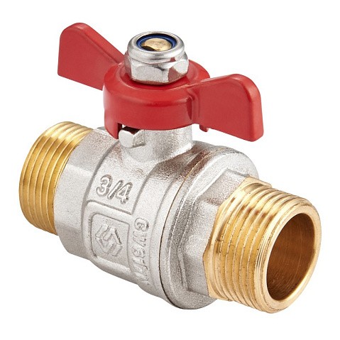 Кран латунный шаровой MVI BV.515 DN 25 PN 40 никелированный полнопроходной штуцер-штуцер бабочка купить в Краснодаре | "Проконсим"