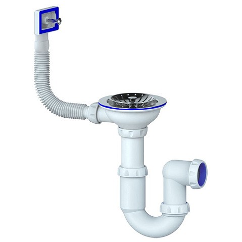 Сифон для мойки Unicorn Y410, без отвода, 3 1/2'' х40 чаша из нержавеющей стали, прямоугольный перелив купить в Краснодаре | "Проконсим"
