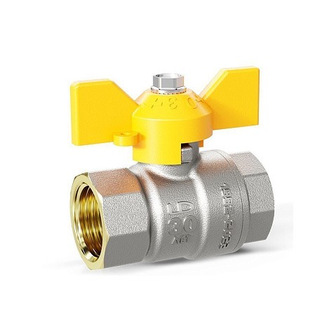 Краны латунные шаровые газовые DN 15-32 PN 25-40 никелированные бабочка муфта-муфта LD Pride GAS купить в Краснодаре | "Проконсим"