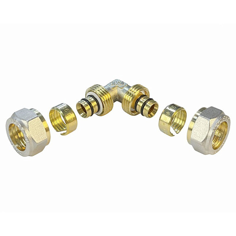 Угольники латунные для PEX труб DN 16-20 PN 10 обжимные никелированные Valfex VF.351.N купить в Краснодаре | "Проконсим"