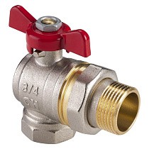 Краны латунные шаровые DN 15-50 PN 25 никелированные угловой бабочка муфта-штуцер американка MVI AquaHit BV.322.05 купить в Краснодаре | "Проконсим"