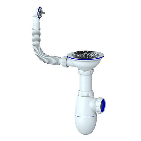 Сифон для мойки Unicorn В411, без отвода, 3 1/2'' х40 чаша из нержавеющей стали, круглый перелив купить в Краснодаре | "Проконсим"