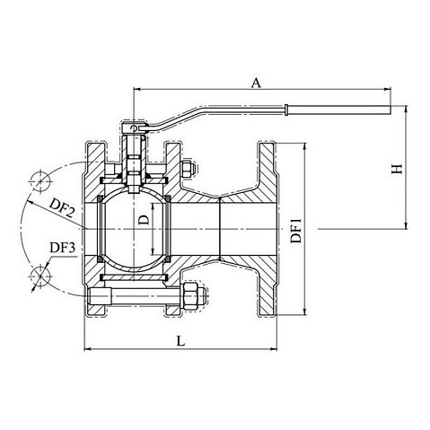 Кран стальной шаровой разборный BREEZE 11с41п, DN 50 PN 16, 180мм, полнопроходной, фланцевый с ручкой купить в Краснодаре | "Проконсим"