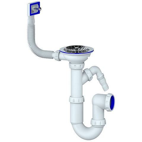 Сифон для мойки Unicorn Y430V, 3 1/2'' х40 без отвода, чаша из нержавеющей стали с отводом для стиральной машины, прямоугольный перелив купить в Краснодаре | "Проконсим"