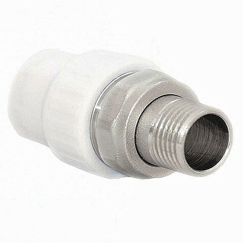 Муфта для радиатора ПП 20-3/4'' PN 25 с американкой белая РТП 14629 купить в Краснодаре | "Проконсим"