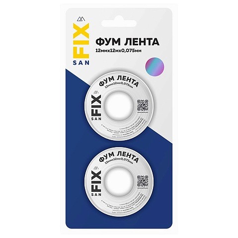 Лента ФУМ SANFIX 12мм х12м х0,075мм 0,3г/см3, 2 катушки в блистере купить в Краснодаре | "Проконсим"