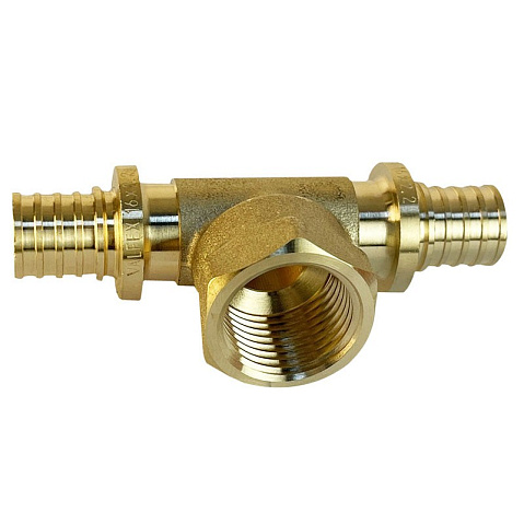 Тройник латунный для PEX труб 20-1/2''-20 PN 16 S-2,8мм под надвижную гильзу Valfex VF.432.AF купить в Краснодаре | "Проконсим"