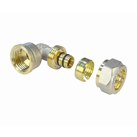 Угольник латунный для PEX труб 20-1/2'' PN 10 обжимной никелированный Valfex VF.352.N  купить в Краснодаре | "Проконсим"