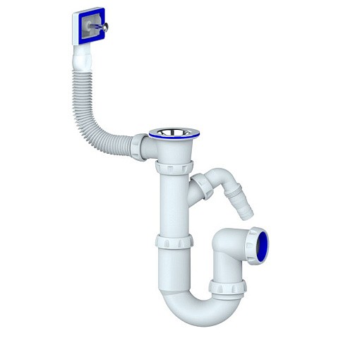 Сифон для мойки Unicorn Y440V, 1 1/2'' х40 без отвода, чаша из нержавеющей стали с отводом для стиральной машины, прямоугольный перелив купить в Краснодаре | "Проконсим"