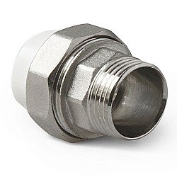  Муфта комбинированная ПП 20-1/2'' PN 25, разъёмная, с наружной резьбой, белая, Pro Aqua PA21008  (251239701) со склада Проконсим в Краснодаре