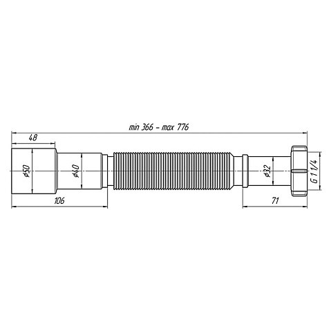 Гибкая труба АНИ K206 1 1/4 -40/50, длина 366-776 мм купить в Краснодаре | "Проконсим"