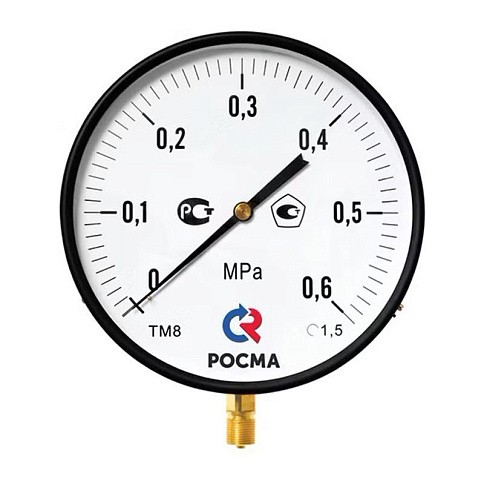 Манометр Росма ТМ-810Р.00 котловый, 250мм, 0-6МПа, резьба M20x1,5, радиальный, класс точности 1,5 купить в Краснодаре | "Проконсим" Манометр Росма ТМ-810Р.00 котловый, 250мм, 0-6МПа, резьба M20x1,5, радиальный, класс точности 1,5 купить в Краснодаре | "Проконсим"