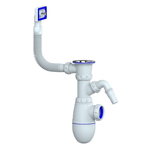 Сифон для мойки Unicorn В440V, без отвода, 1 1/2'' х40 чаша из нержавеющей стали, прямоугольный перелив купить в Краснодаре | "Проконсим"