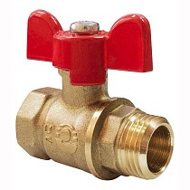 Краны латунные шаровые 11Б27фт1М DN 15-20 PN 40 бабочка муфта-штуцер Valfex Optima.218.LOB1 купить в Краснодаре | "Проконсим"